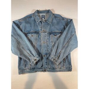 Vintage Old Rye Denim Jacket Mens Large Blue Medium Wash Trucker Made in Canada